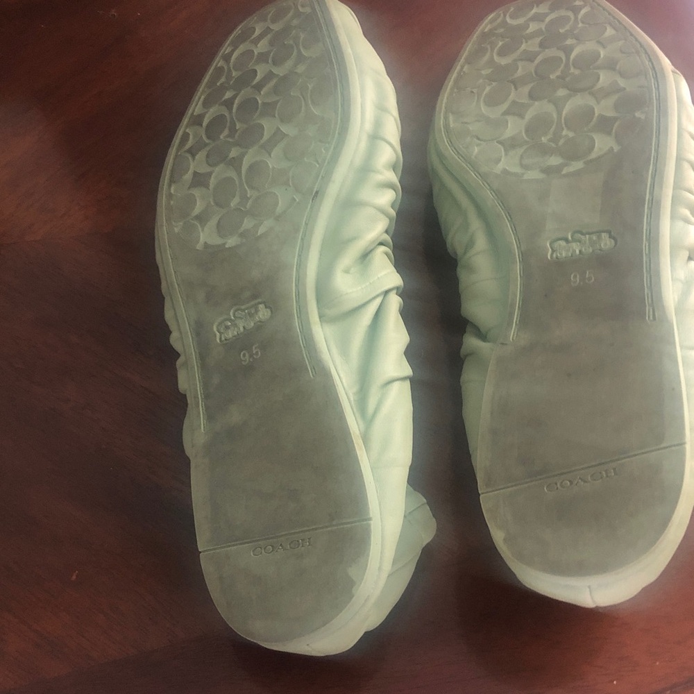 Coach Mint Green Leather Ballet Flats with Ruched Trim.Worn two time.Size 9.5. - Picture 5 of 5
